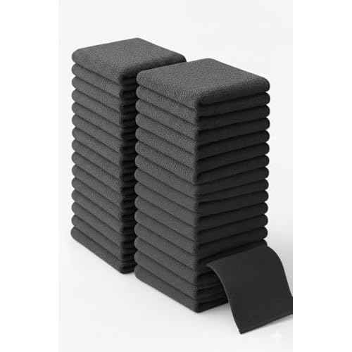 BIOLINEN Cotton Washcloth Towel Set, 12"x12", Pack of 24, Ultra Soft, 100% Cotton, Multi-Purpose Rags (Grey, 12 x 12-24 Pack)