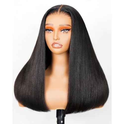 Arabella Hair 5x6 Glueless Wigs Human Hair Pre Plucked Pre Cut 230% Density Glueless Wigs 100% Human Hair 12a Pre Plucked Bleached Knots Straight Wig Human hair (16inch, 5X6 Straight Wig)