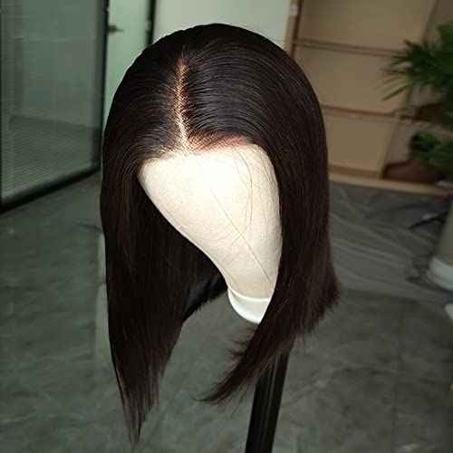 ISEE Hair Glueless Wear and Go Wigs for Beginners Lace Front Wigs for Black Women Human Hair Short Straight Bob Human Hair Wigs Lace Pre Cut Wig 12 Inch