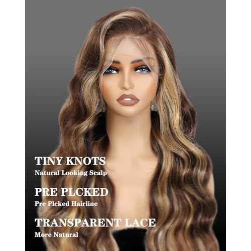 Ombre Lace Front Wig - Human Hair, 13x4 Body Wave, 4/27 Highlight, Honey Blonde, 180% Density (22 inch)