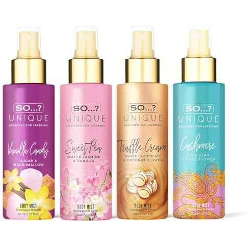 So¡¦? Unique Body Mist Set - Perfumes for Women - Body Spray for Women - Vegan, Cruelty Free - Travel Size Gift Set - 650 to 1000 Sprays - 4 pcs