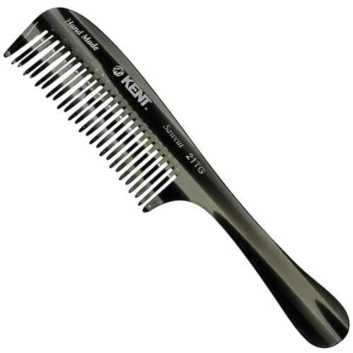Kent 21T Black Graphite Large Detangling Comb, Wide Teeth for Thick Curly Wavy Hair. Long Hair Detangler Comb For Wet and Dry. Handmade of Quality Cellulose, Saw-Cut Hand Polished, Made in England