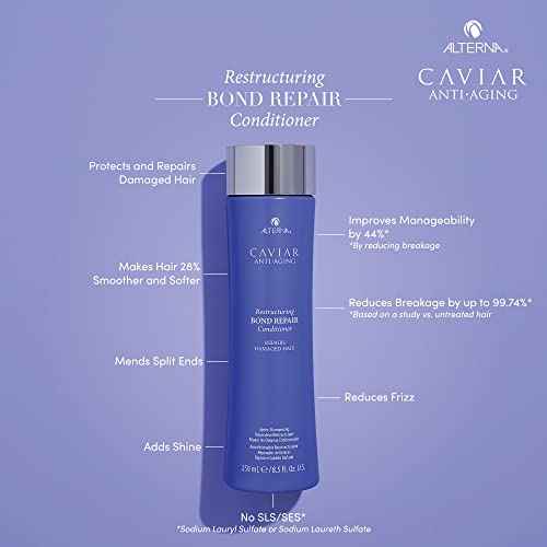 Alterna CAVIAR Anti-Aging Restructuring Bond Repair Conditioner | For Brittle, Damaged and Split Ends | Repairs, Strengthens & Protects Damaged Hair | Sulfate Free