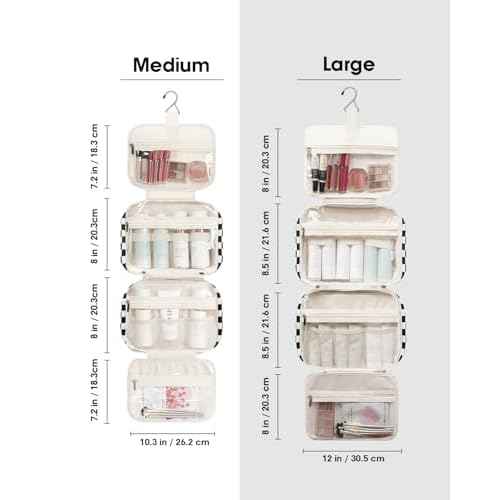 Narwey Hanging Toiletry Bag for Women Travel Makeup Bag Organizer Toiletries Bag for Travel Size Essentials Accessories Cosmetics (Black Checkerboard (Medium))