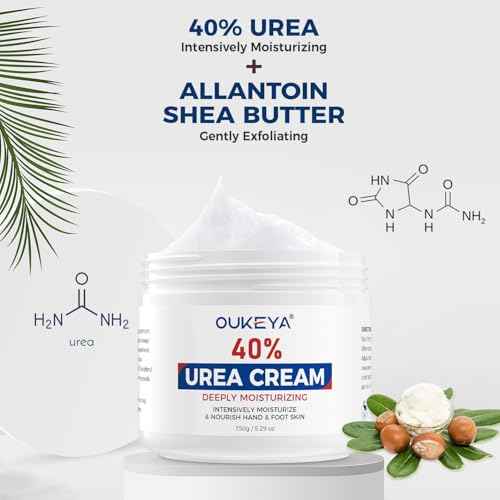 OUKEYA NEW FORMULA Urea Cream 40 Percent for Feet Maximum Strength, Hand Heels Dry Cracked Treatment Lotion for Knees & Elbows, Foot Dead Skin Cuticle Callus Remover Toenail Softener, 5.29 oz