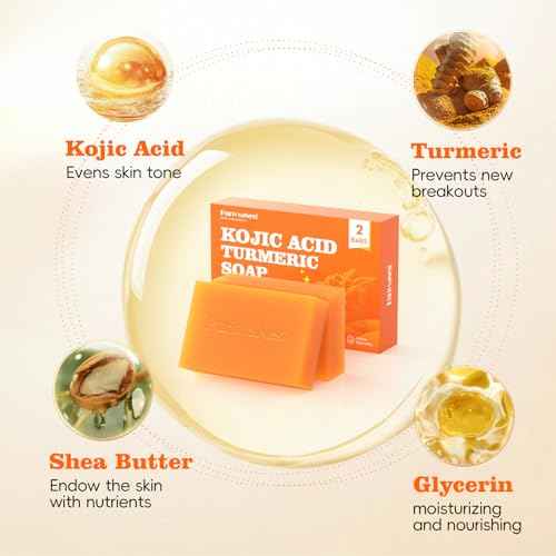 Turmeric Soap Bar Dark Spot Kojic Acid soap Remover for face and body Even Skin Tone, Moisturizing & Nourishing Natural Ingredients£¨2Pack£©