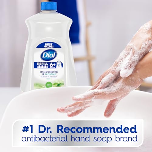 Dial Antibacterial Defense Liquid Hand Soap + Aloe, Aloe Scent, 52 Fl Oz Hand Soap Refill (Pack of 3), Dermatologist-Tested, Gentle Formula