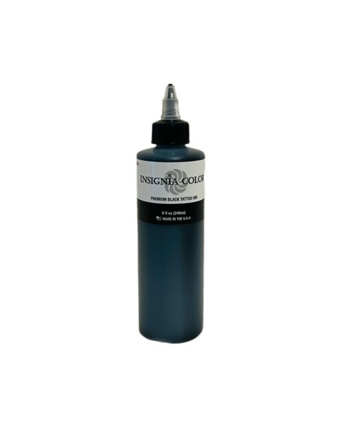 Insignia Color Premium Black Tattoo Ink, USA Made, Organic, Vegan and Cruelty-Free for Professional Artists, Great All-Purpose Ink for Lining & Shading (8 OZ, Black)