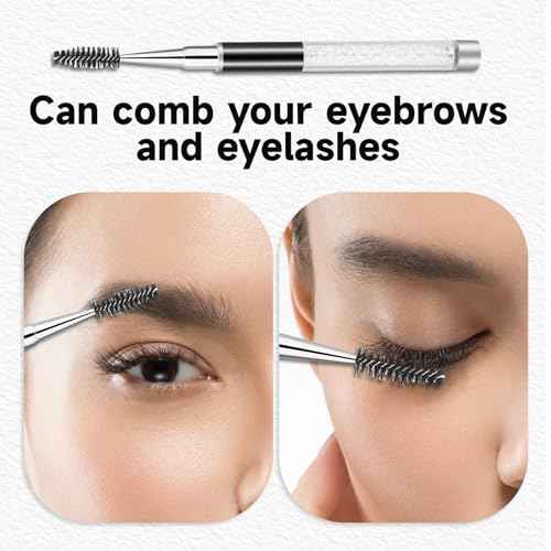 Spoolies Mascara Wands with Cap, 4 Pcs Portable Eye Lash Brush Wands Reusable Travel Eye Brow Brush Applicator Comb Makeup Tools for Eyelash Extensions Supplies, Make up Accessories for Women