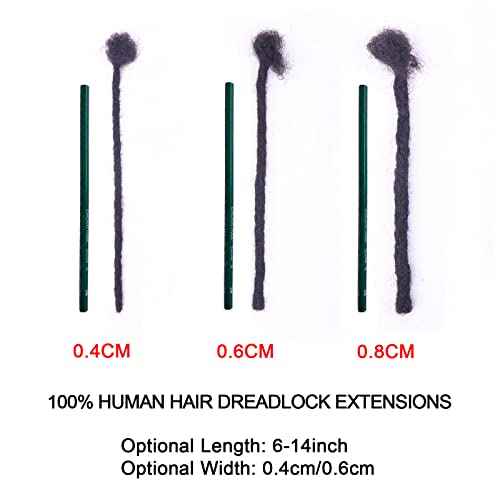 0.6cm Width 10 Inch 100 Strands 100% Human Hair Loc Extensions, Full Handmade Dreadlock Extensions for Men Women Kids Can Be Dyed and Bleached 100% Unprocessed Natural Black