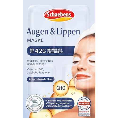 Schaebens Eyes & Lips Mask - With jojoba, Q10, panthenol - for 40 Applications (Pack of 10 x 4 units. 1.5 ml per unit) - for all skin types