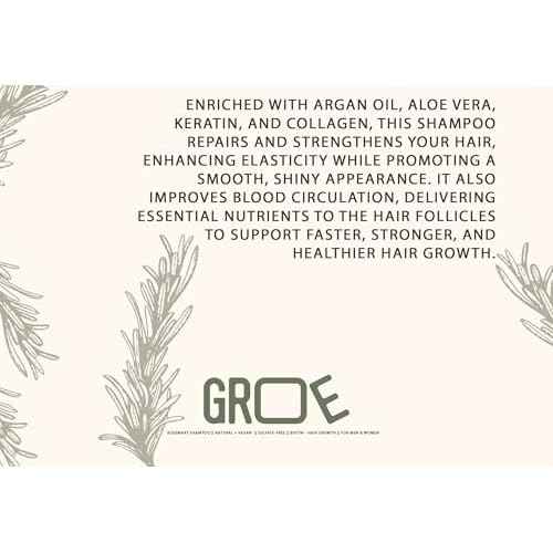 GROE ROSEMARY Anti-Thinning Biotin Hair Growth Shampoo (16.6oz) Natural & Vegan, Sulfate-Free, CLINICALLY TESTED Effective Results, Women & Men