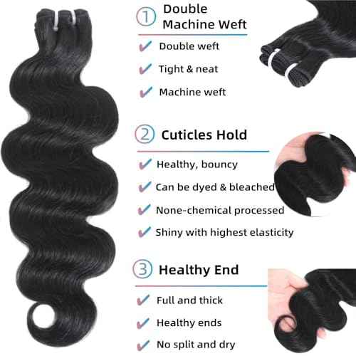 16 Inch Body Wave Bundles 100% Unprocessed Brazilian Virgin Human Hair (4 Pack, 4x50g) Natural Color Quick Weave Hair Extensions?