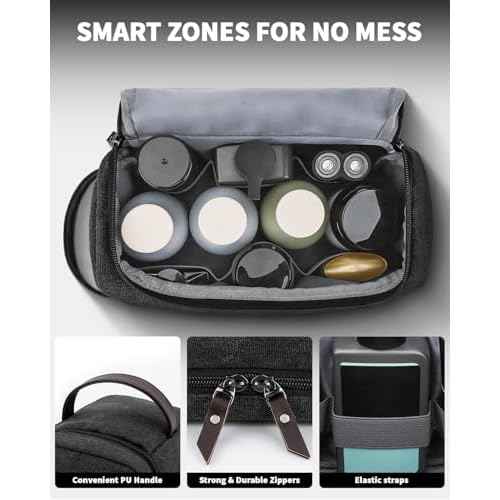 ZOMFELT Toiletry Bag for Men, Dual Layers Canvas Travel Toiletries Bag, Water-Resistant Travel Organizer with Elastic, Large Capacity Dopp Kit, Hanging Shaving Hygiene Bag, Black
