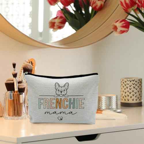 French Bulldog Gifts for Women, Frenchie Gifts for French Bulldog Lover, Dog Mama Makeup Bag Cosmetic Pouch