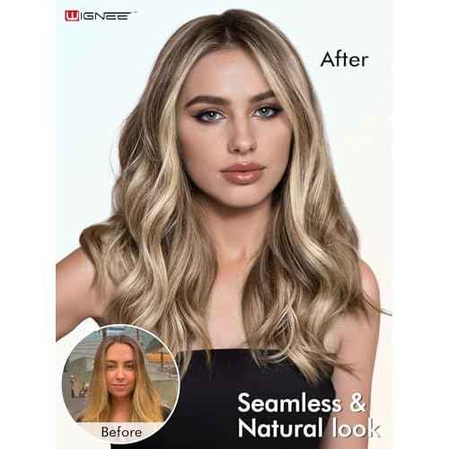 WIGNEE 100% Remy Double Weft Invisible PU OVO Human Hair Extensions 14 Inch Micro Beads Real Human Hair Extensions Blonde Ombre Wefts Hair Extensions Real Human Hair(9A/60)