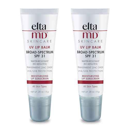 EltaMD UV Lip Balm Sunscreen, Moisturizes and Protects Dry Cracked Lips, Water Resistant up to 80 Minutes, Transparent Zinc Oxide Sunscreen