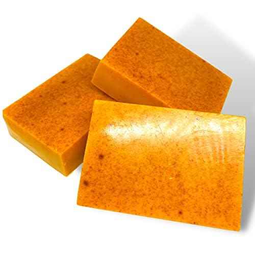 Ammoya Naturals Turmeric Brightening Soap Bar – 3-Pack with Kojic, Frankincense & Lavender Oils – Gentle Cleanser for Radiant, Even-Looking Skin