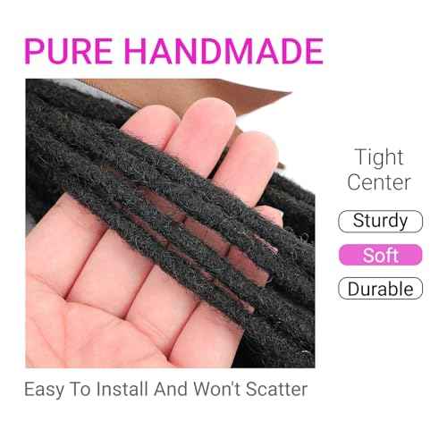 0.6 cm Width 8 Inch 60 Strands Human Hair Loc Extensions, Natural Black 100% Full Handmade Permanent Real Human Hair Dreadlock Extensions for Women/Men/Kids Can Be Dyed Bleached Curled Twisted