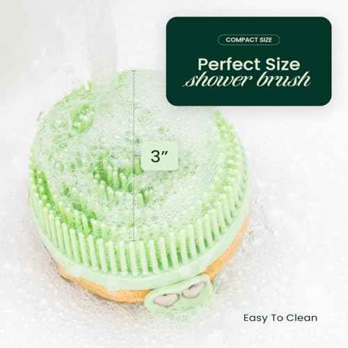 Apex Peak Silicone Body Scrubber - Exfoliating Shower Brush with Bamboo Handle for Men & Women