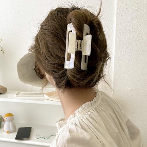 Large Cellulose Acetate Hair Claw, 4.1 Inch Tortoise Shell Claw Clip Banana Clips Hair Claw Clips for Thick Curly Hair, Hair Jaw Clamp Fashion Hair Accessories for Women Ladies (2 Pack)