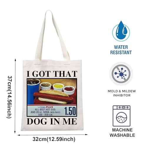 TOBGBE Funny Hot Dog Meme Gifts For Costco Hotdogs Funny Lover Shopping Bag Keep Hot Dogs Price Canvas Bag