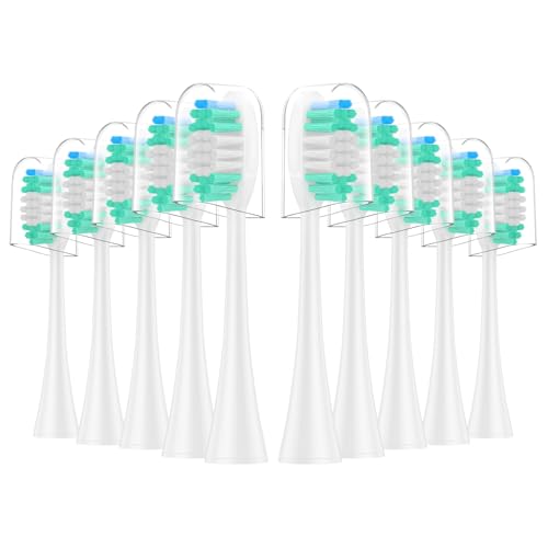 Replacement Toothbrush Heads 10 Pack Compatible with AquaSonic Black Series, Vibe Series Electric Toothbrush, White