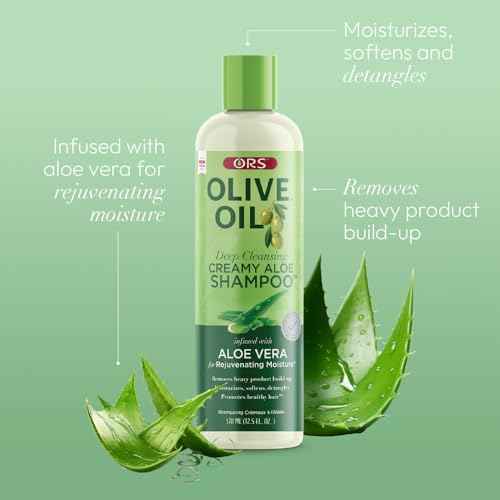 ORS Olive Oil Moisture Restore Creamy Aloe Shampoo Infused with Aleo Vera 12.5 Ounce (Pack of 2)