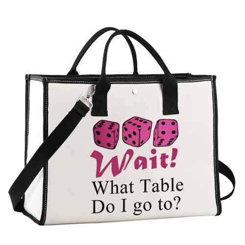 JNIAP Dice Game Makeup Bag Game Night Gifts Dice Gamer Zipper Pouch Game Queen Gifts (wait table tote)