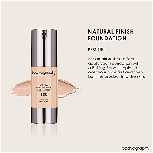 BODYOGRAPHY - NATURAL FINISH Foundation (Light #130): Oil-Free Anti-Aging Salon Natural Finish w/ Vitamin E, C, Antioxidants | Vegan, Gluten-Free, Paraben-Free