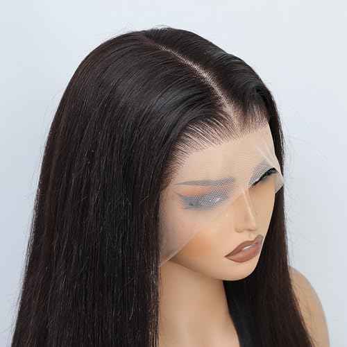 NEWMI 20 inch 13x6 Full Lace Frontal Wigs Human Hair 200 Density Straight Hair Natural Black 13x6 Lace Front Wig Human Hair Preplucked Unprocessed Remy Raw Virgin Hair Wigs for Black Women