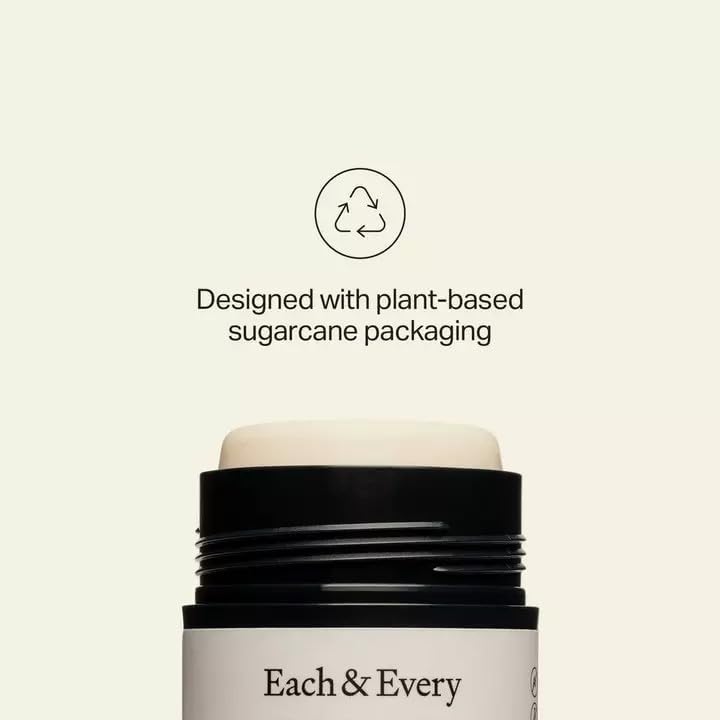 Each & Every All Natural Deodorant for Women & Men - Sensitive Skin, Plant-Based, Baking Soda & Aluminum-Free Deodorant - Clean 24 Hr Odor Control - Sandalwood & Black Pepper Travel Size, 2.5oz