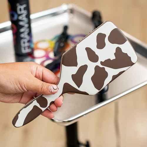 FRAMAR Paddle Hair Brush Detangler, Detangling Hairbrush For Women, Wet Hair Brush For Girls, Hair Detangler Brush, Wet Hairbrush, Hairbrushes, Girls Hairbrush Detangler, Reduces Frizz ? Cow Print