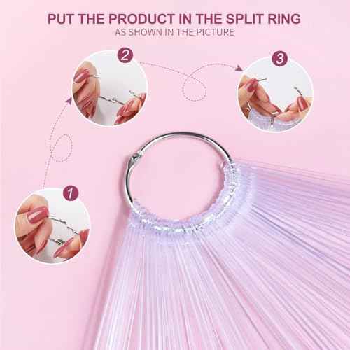 Nail Color Swatches Sticks with Ring, 50Pcs Clear Fan Shape Nail Art Polish Display Tips with Number Stickers False Nail Sample Sticks, Transparent nail Practice-Tips for Manicure