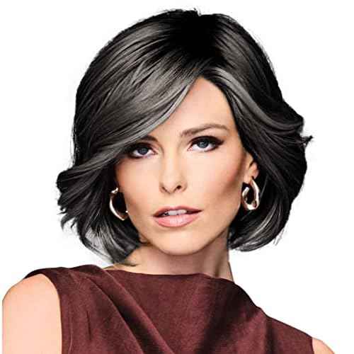 GABOR TREND ALERT Chin-Length Full Volume Bob Boy Cut Wig, Designer Series by Hairuwear, Average Cap Size, GF511 Sugar And Charcoal