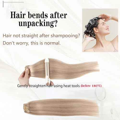 ABH AMAZINGBEAUTY HAIR Clip in Human Hair Extensions 20 Inch 8pcs/120g Ash Blonde Highlights Golden Blonde Real Hair Extensions Double Weft