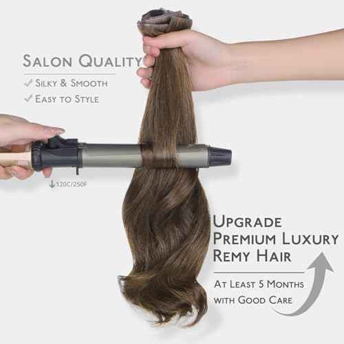 WENNALIFE Invisi Edge Real Human Hair Extensions, 18 Inch 130g 7pcs Light Ash Brown Seamless Clip in Extensions Remy Hair Clip Ins Invisible PU Skin Weft Extensiones De Cabello Hmano