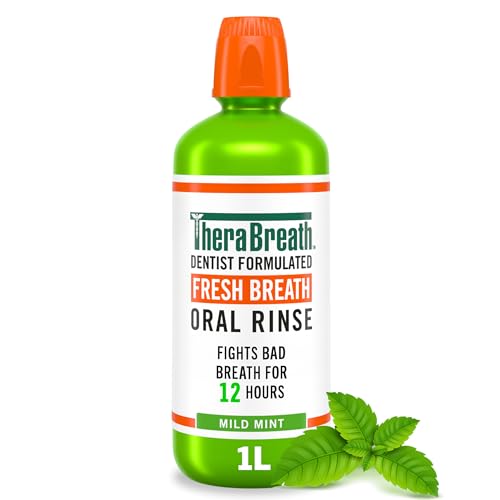 TheraBreath Fresh Breath Mouthwash, Mild Mint, Alcohol-Free, 1 Liter