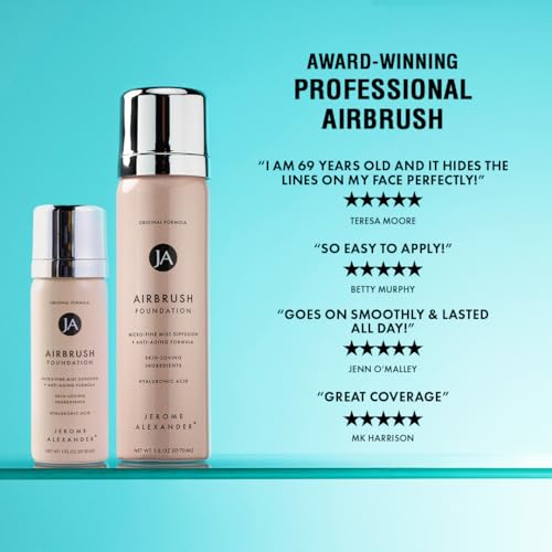 MagicMinerals AirBrush Foundation by Jerome Alexander, Mini Travel Size 1FL Oz, Easy Application Spray Makeup with Anti-aging Ingredients for Smooth Radiant Skin - Light Medium