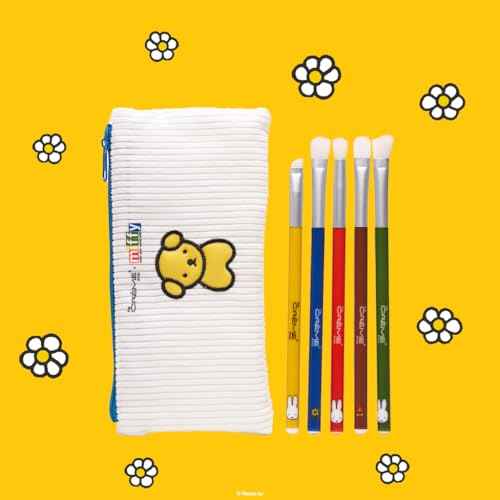 The Cr?me Shop Miffy Everyday Essentials Eyeshadow Brush Set and Travel Bag, Cute Miffy Pouch, 5 Eye Makeup Brushes, Korean Beauty, Blending Brush, Shading Brush, Precise Brush, Angled Shading