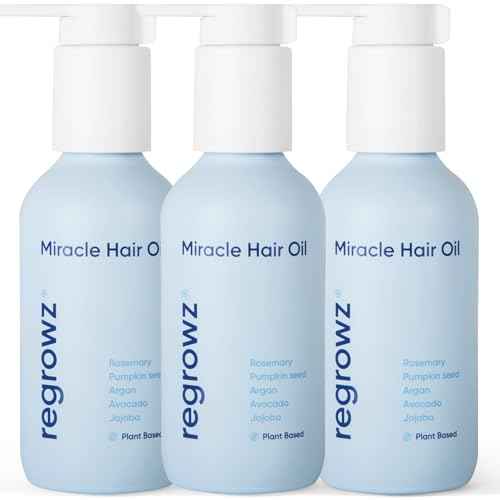 Regrowz Natural Hair Oil 3 x4.06 Fl Oz - Rosemary Hair Growth Oil with Argan & Jojoba ? Strengthen, Hydrate & Moisturise Dry, Damaged Hair ? Hair Loss Treatment