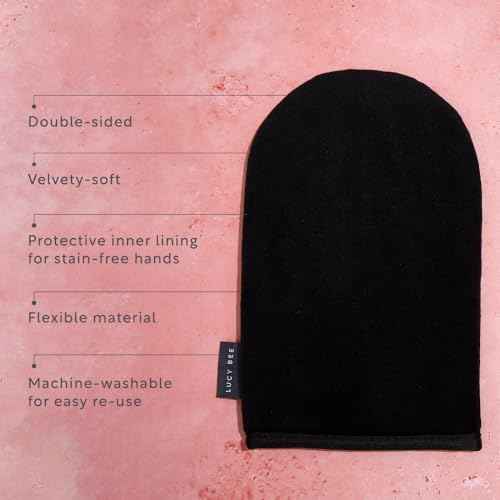 Self Tanning Mitt for Body Self Tanners, Premium Reusable Double-Sided Velvety Soft Applicator, Streak-Free Natural Tan, Stain-Free Hands, Washable Black Mitt in FSC Cardboard Packaging