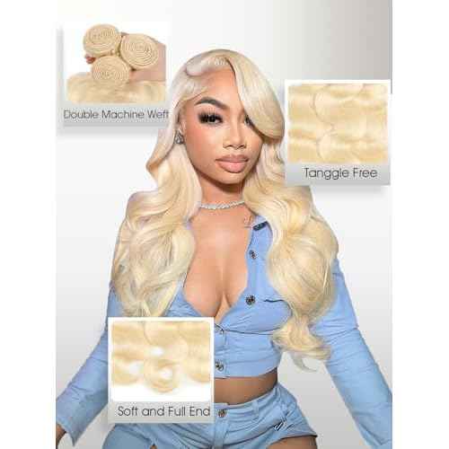 613 Blonde Body Wave Bundles Human Hair 18 Inch 613 Bundle 100% Unprocessed 12A Grade Brazilian Virgin Hair Bundles 1 Single Bundle Human Hair 613 Blonde Bundle