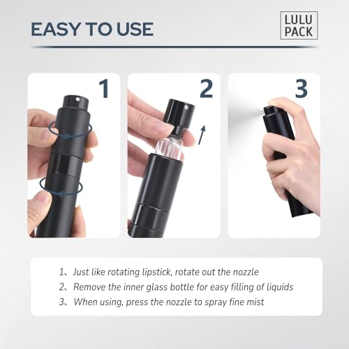 Perfume Atomizer Refillable Travel Bottle: Cologne Portable Sprayer for Men - Mini Spray Empty for Refill - 1oz Large Size Black