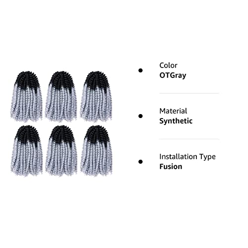 6 Packs Spring Twist Hair Gray 8 Inch Spring Twist Crochet Hair Fluffy Spring Twist Synthetic Fiber Bomb Twist Crochet Braids Low Temperature Twist Crochet Hair for Black Women(OTGray)