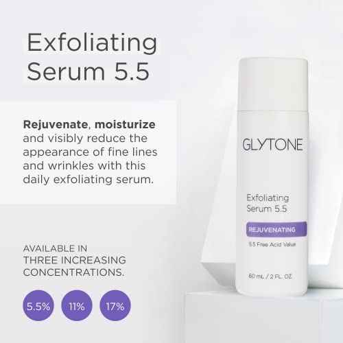 Glycolic Acid Exfoliating Serum 5.5% PFAV | Face & Body Exfoliator for All Skin | Reduces Fine Lines, Wrinkles, Dark Spots & Pore | Non-Comedogenic, Fragrance-Free | AHA Facial exfoliator | 2 Fl oz