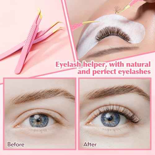 2PCS Professional Lash Tweezers Set, Bent & Straight Tip Precision Eyelash Extension Tweezers for False Lashes, Non-Slip Grip