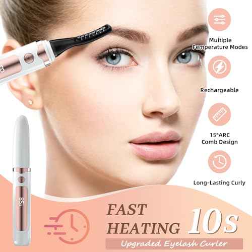 2025 Heated Eyelash Curler-USB Rechargeable Electric Eyelash Curler- Eyelash Curlers Heated 4 Temperature Modes Fast Heat Up Within 5s - 24 Hours Long Lasting- with Led Display for Women Girls (White)