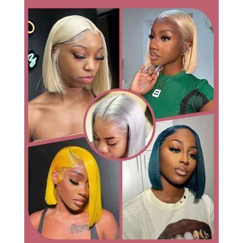 Alididi 613 Blonde Bob Wig Human Hair Straight 13x6 Transparent Lace Front Wigs Human Hair Pre Plucked Glueless Short Bob Wig human hair 180% Density 613 bob wigs for black women 10 Inch