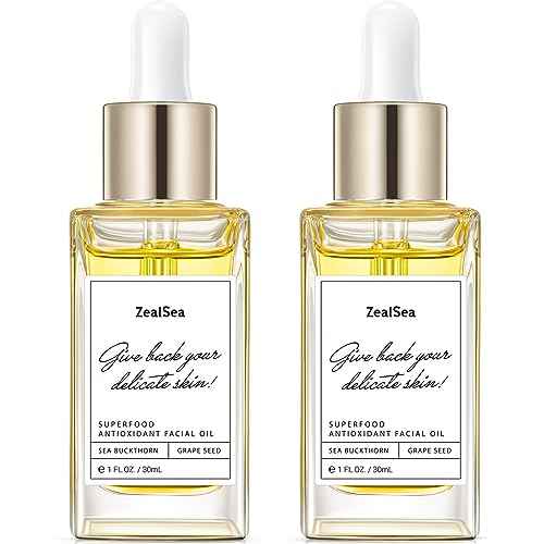 ZealSea Superfood Antioxidant Face Oil: Facial Oil with Antioxidant Rich Plant-Based Oils Hydrating and Smooth Dry Skin Care Gua Sha Massage Skin Therapy Oil for Women Men, 1 Fl Oz (Pack of 2)